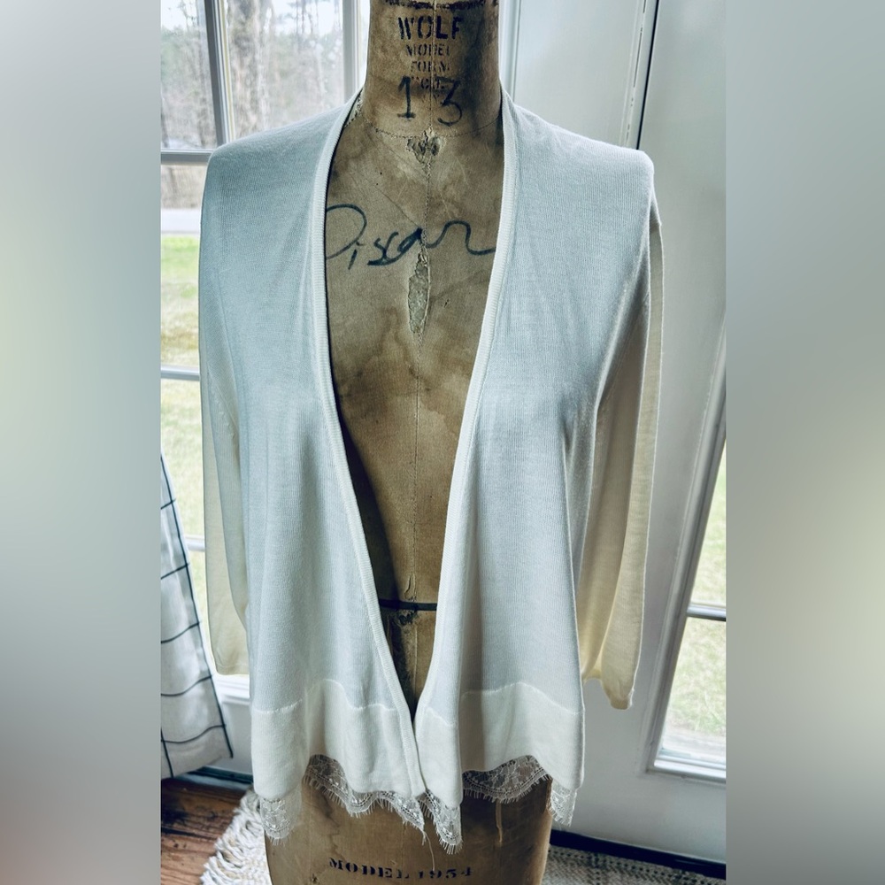 White Lace Edged Tommy Hilfiger Cardigan